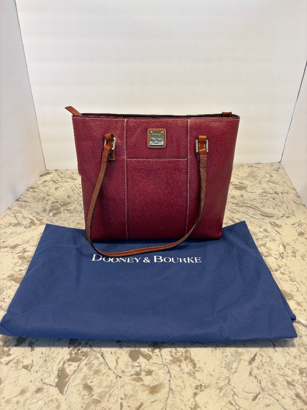 Dooney & Bourke Red Pebble Leather Small Lexington Tote Shopper Handbag